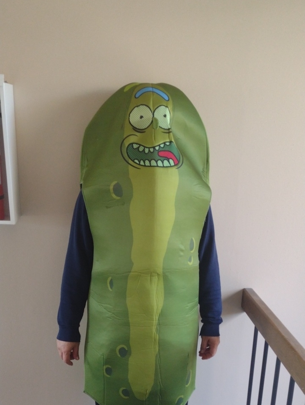 Kids Green Cartoon Pickle Costume with Printed Face